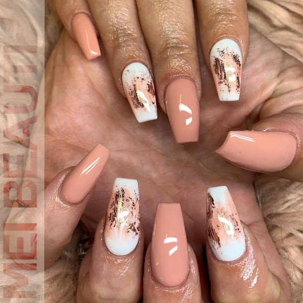 Ravishing White And Nude Nail On Female