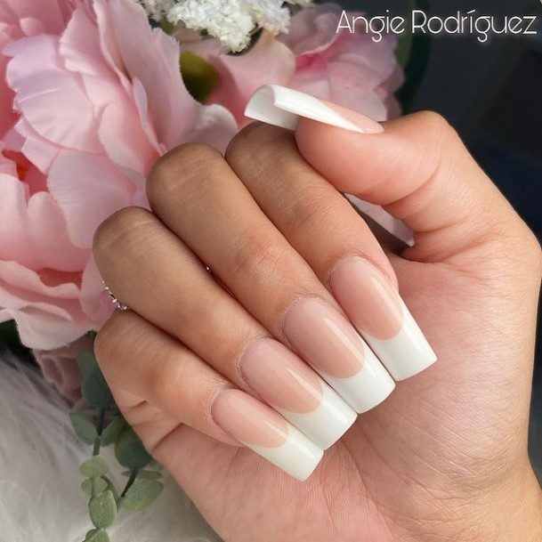 Ravishing White French Tip Nail On Female