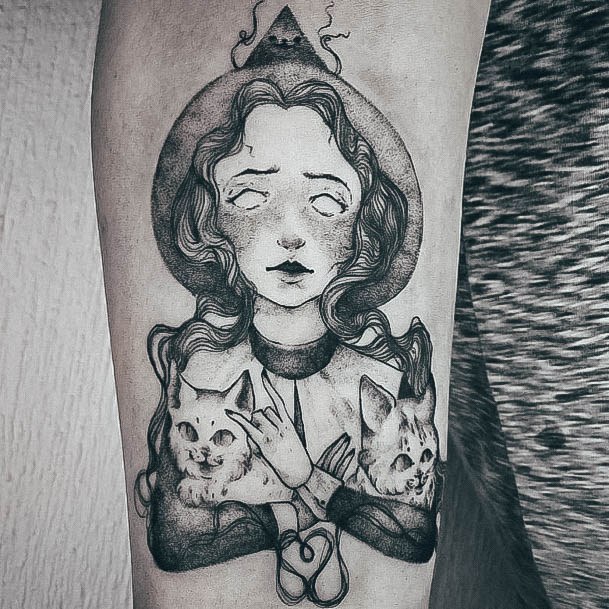 Ravishing Witch Tattoo On Female