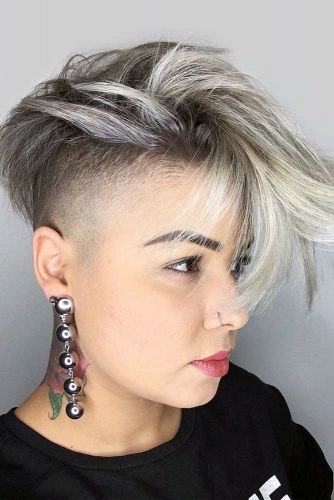 Razor Cut Pixie On Girl With Edgy Look And Grey White Hair Color