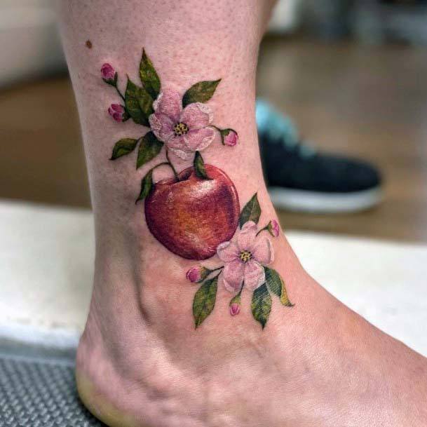 Real Apple Tattoo Womens Ankle