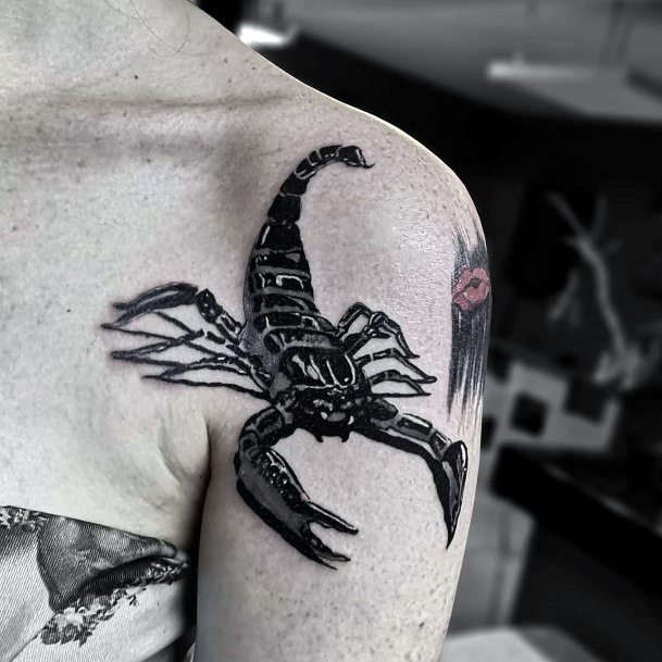 Realistic Black Scorpion Tattoo Womens Arms