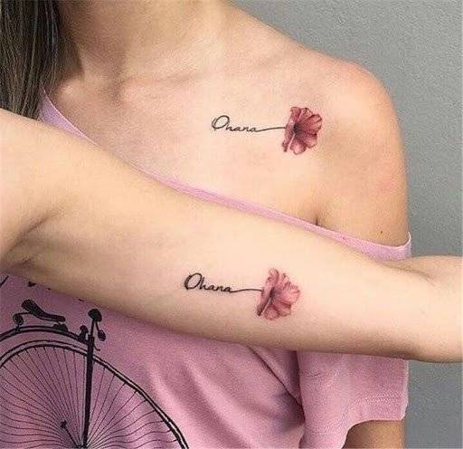Realistic Flower Tattoo Shoulder Women Best Friends