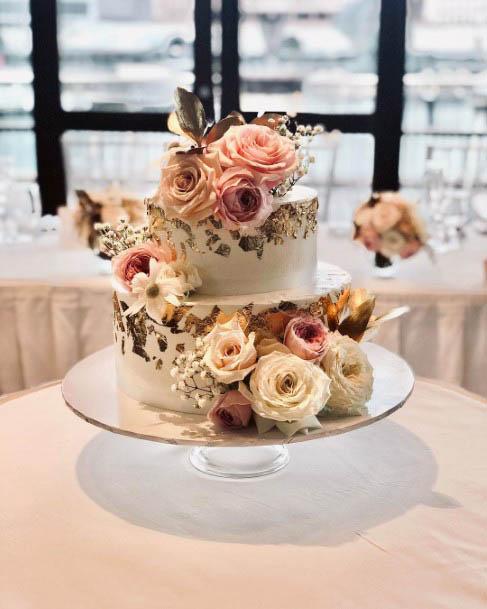 Realistic Flowers Wedding Cake