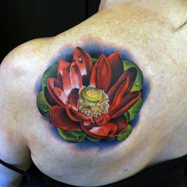 Realistic Lotus Tattoo For Women