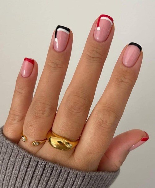 Red And Black Female Nail Designs