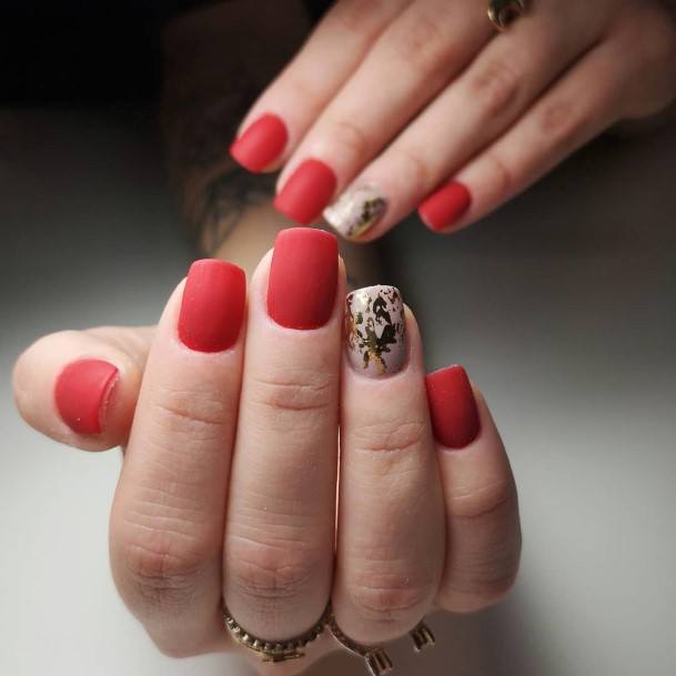 Red And Black Matte Girls Nail Ideas