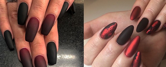 Top 100 Best Red And Black Matte Nails For Women - Fingernail Ideas