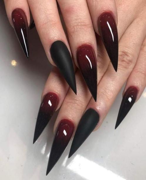 Red And Black Matte Womens Nail Designs