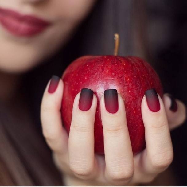 Red And Black Matte Womens Nail Ideas