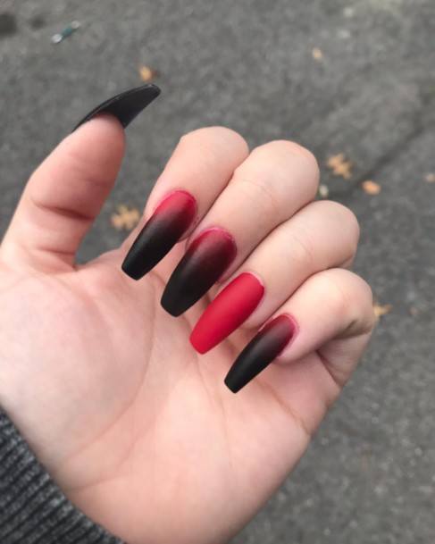 Red And Black Matteic Womens Red And Black Matte Nail Designs