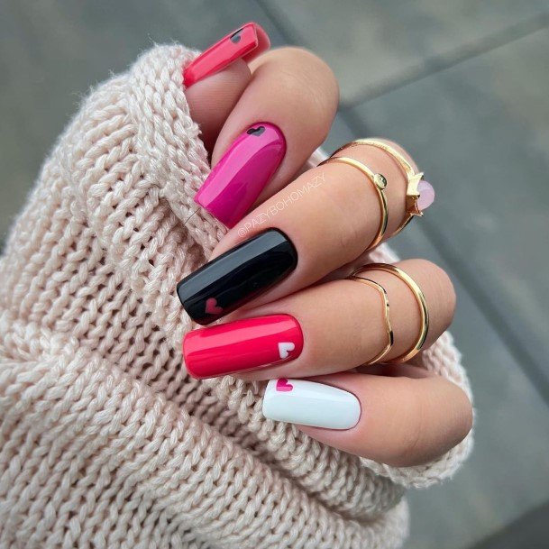 Red And Black Womens Feminine Red And Black Nails