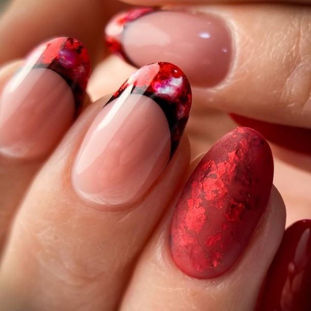 Red And Black Womens Nail Ideas