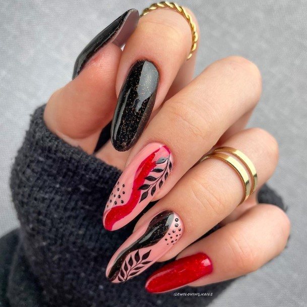 Red And Black Womens Nails