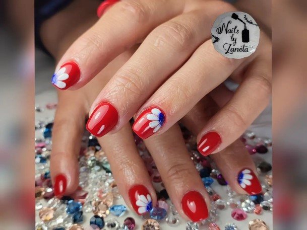 Red And Blue Nail Feminine Designs