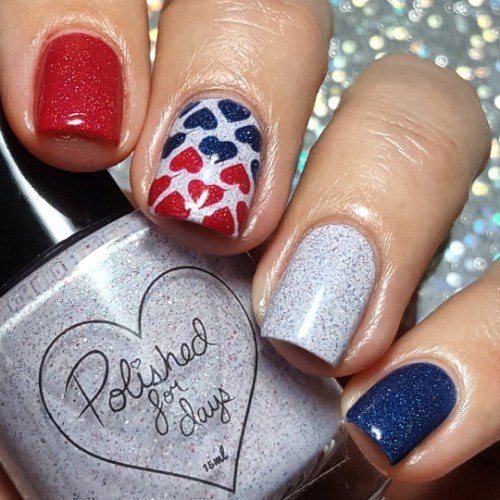 Red And Blue Nails For Girls