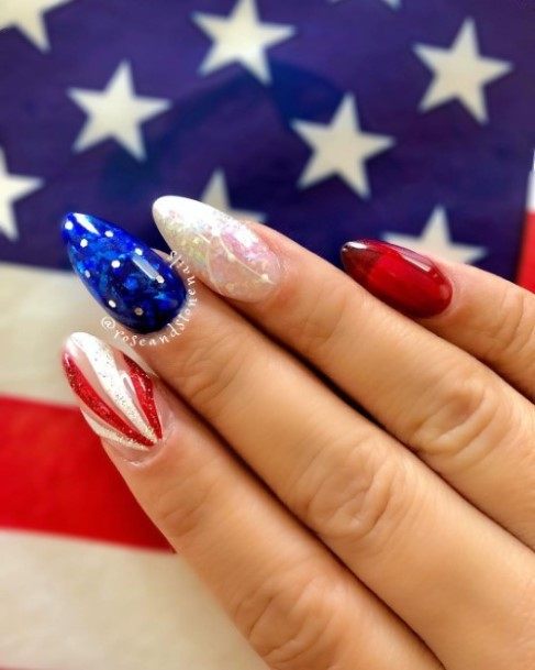 Red And Blue Womens Feminine Red And Blue Nails