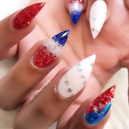 Red And Blue Womens Nails