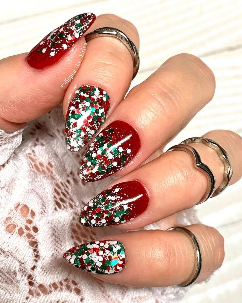 Red And Green Girls Nail Ideas