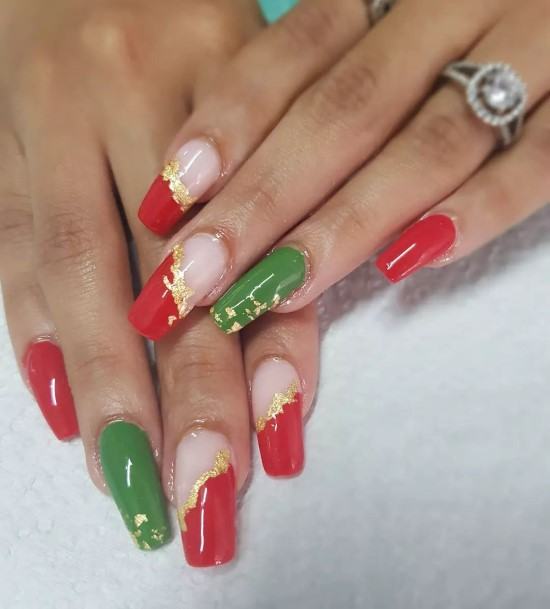 Red And Green Womens Nail Ideas