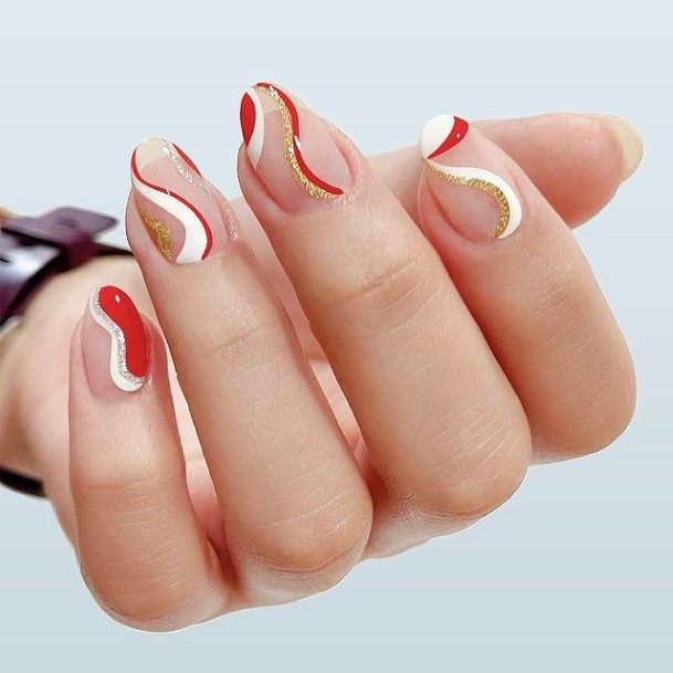 Red And Nude Nails For Girls