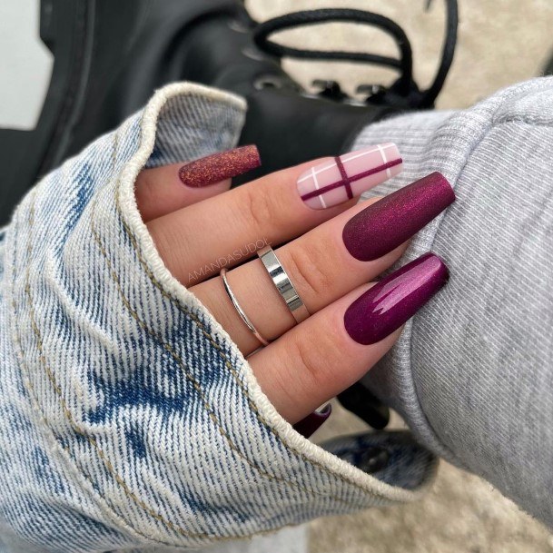 Red And Nude Womens Nail Ideas