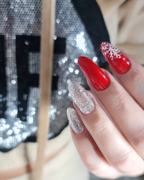 Red And Silver Girls Nail Ideas