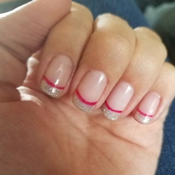 Red And Silver Nail For Ladies