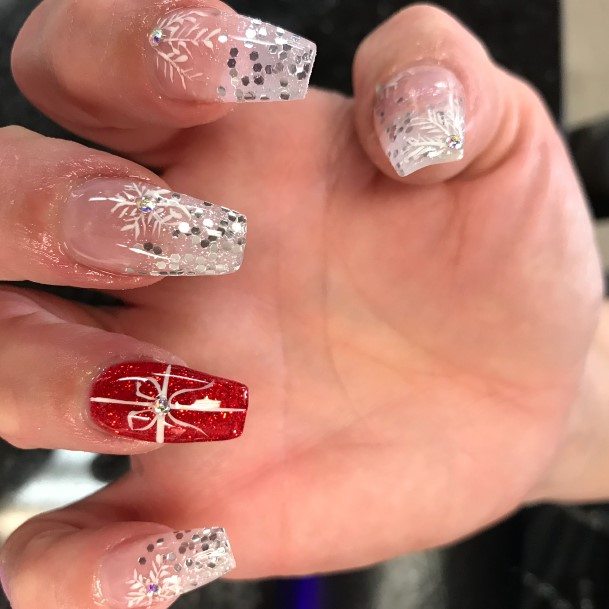 Red And Silver Nails Feminine Ideas