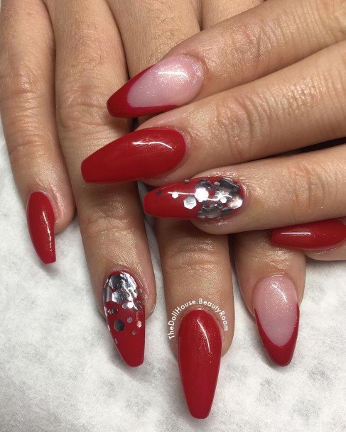 Red And Silver Nails For Girls