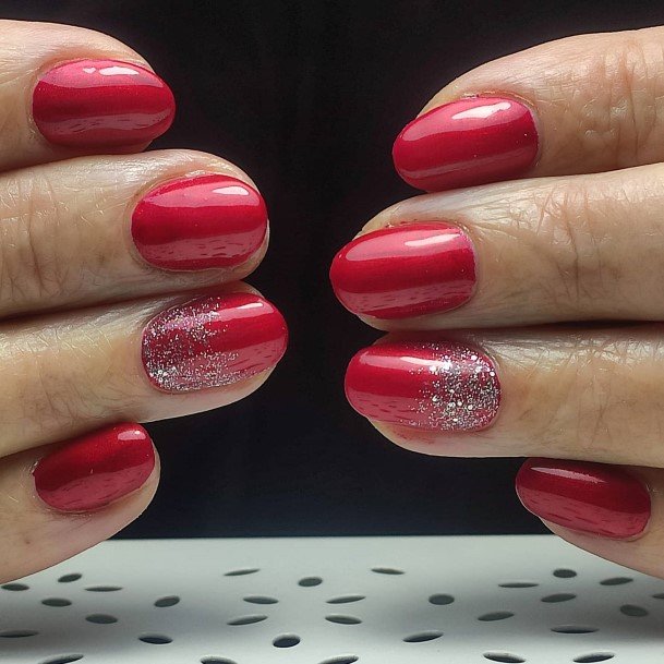 Red And Silver Womens Nails