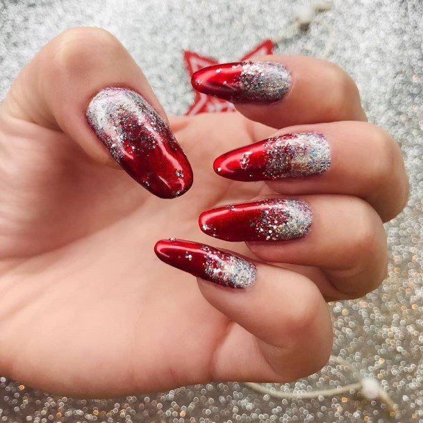 Red And Silveric Womens Red And Silver Nail Designs