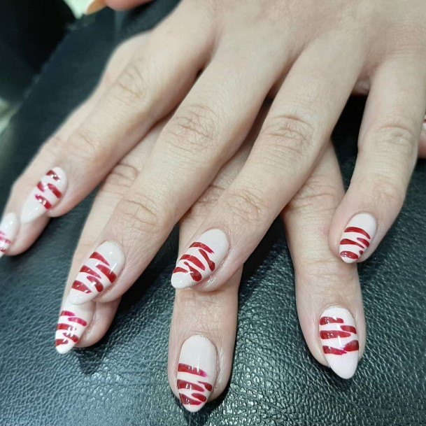 Red And White Female Nail Designs