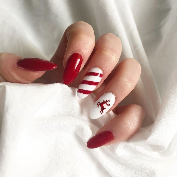Red And White Girls Nail Ideas