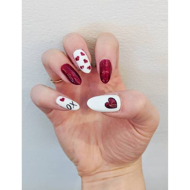 Red And White Nails For Girls