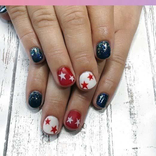 Red And White Starred 4th Of July Nails