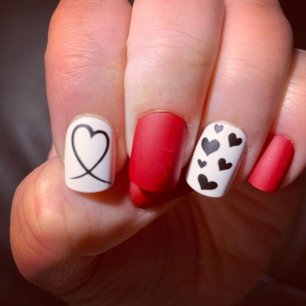Red And White Womens Nail Designs