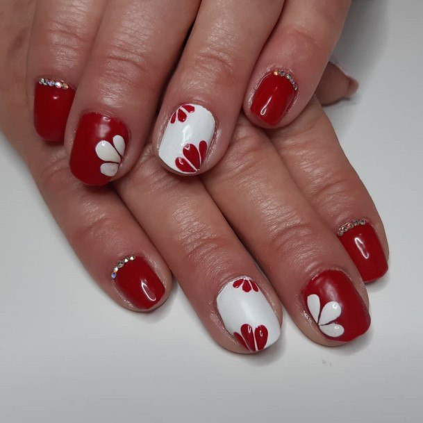 Red And White Womens Nail Ideas