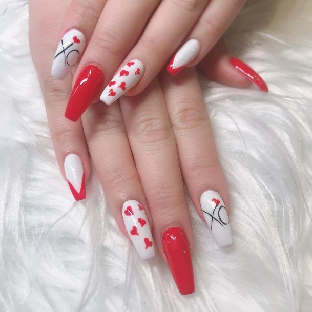 Red And White Womens Nails