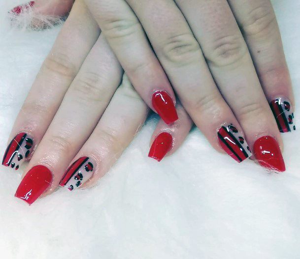 Red Black Leopard Print Nail Colors