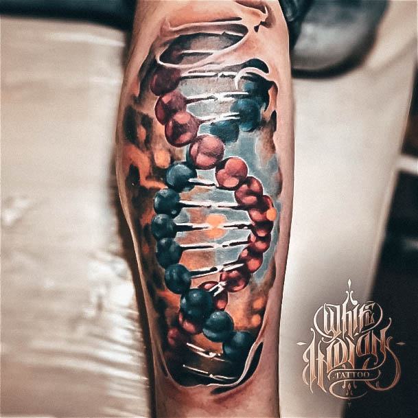 Red Blue Forearm Exquisite Dna Tattoos On Girl