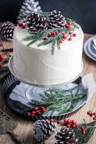 Red Cherries And Winter Wedding Flowers Cake