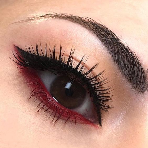 Red Coated Eyeliner Look For Women