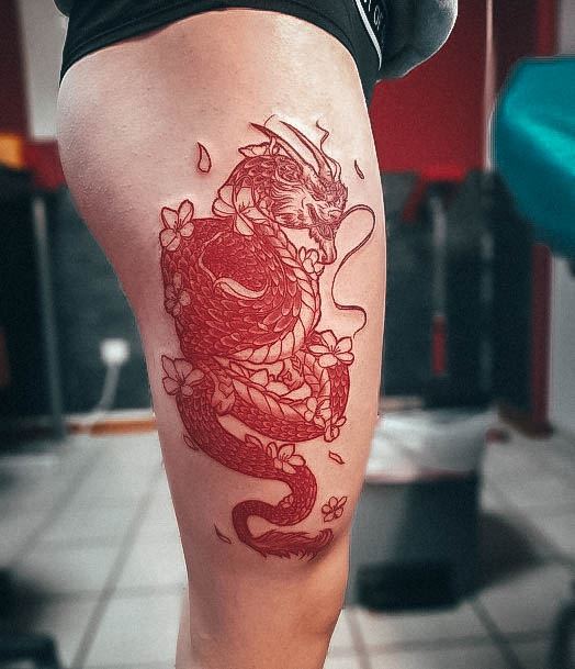 Red Dragon Female Tattoo Designs