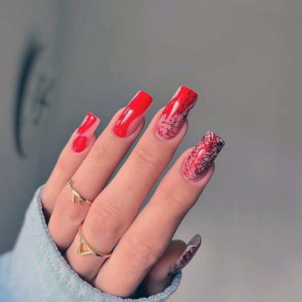 Red Dress Womens Nail Designs