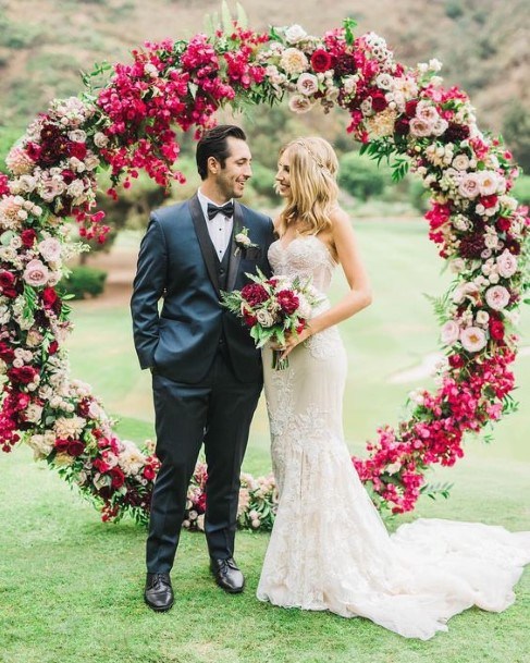 Red Flower Wedding Arch Ideas