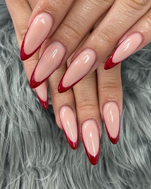 Red French Tip Female Nail Designs