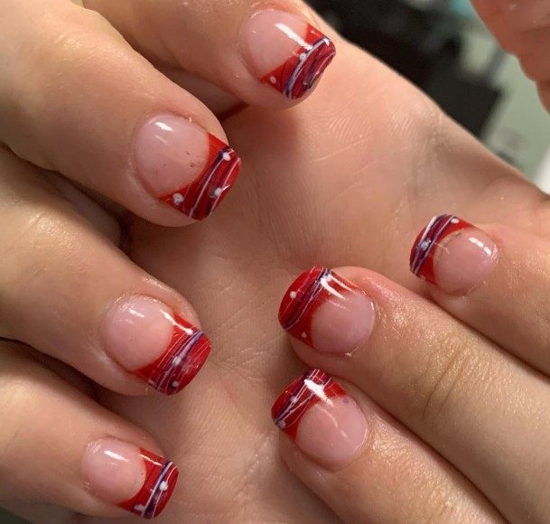 Red French Tip Nail For Ladies