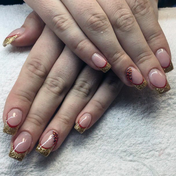 Red Gold French Mani Women