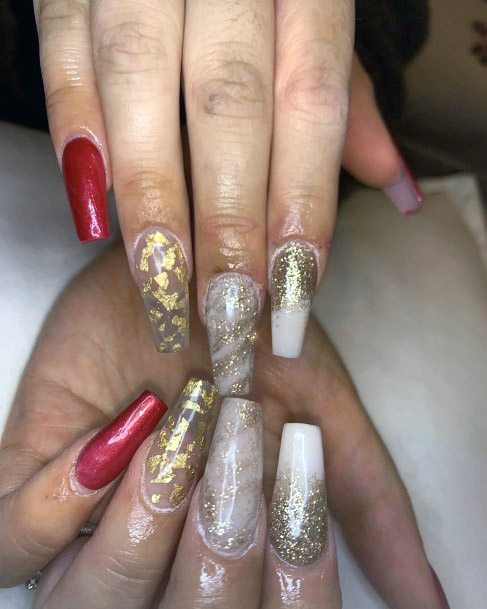 Red Gold Silver Nails Women